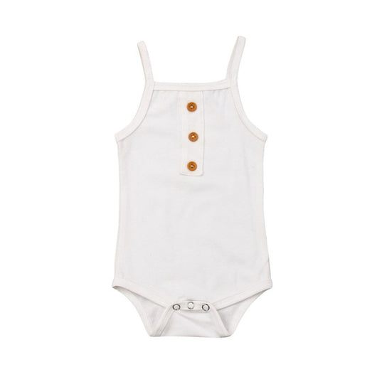 Newborn Baby Girls Boys Sling Rompers Summer Clothes Cotton Sleeveless Button Playsuit Jumpsuit Infants Beach Holiday Sunsuit