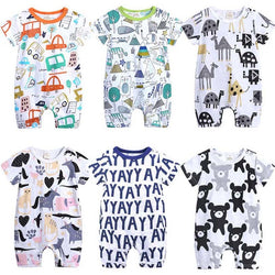 2019 Cartoon Baby Onesies Summer Cotton Romper Boy Girls 0-24 Months Kids Clothes Knitted Cartoon Short-sleeved Jumpsuit Outfits