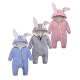 Tops spring and autumn mother baby jumpsuit  with big ear newborn baby clothes  Zipper cute kids clothing