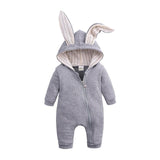 Tops spring and autumn mother baby jumpsuit  with big ear newborn baby clothes  Zipper cute kids clothing