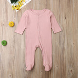 2019 Baby Spring Autumn Clothing 0-6M Baby Newborn Boy Infant Girl Long Sleeve Footies Solid Ribbed Playsuit Outfit Clothes Set