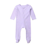 2019 Baby Spring Autumn Clothing 0-6M Baby Newborn Boy Infant Girl Long Sleeve Footies Solid Ribbed Playsuit Outfit Clothes Set