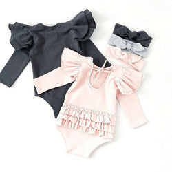 0-18M Newborn Baby Girl Clothes Baby Girl Long Sleeve Ruffle Romper Jumpsuit Overall Clothes Set