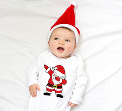 Infant Newborn Baby Girls Boys Long Sleeve Dabbing Santa Graphic Print Romper Jumpsuit Outfit Clothes Christmas Babe Ropa