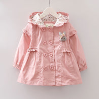 Autumn Clothes 2019 New Kids' Female Babies Korean Westernized Blouse Princess Girls' Windswear Single Breasted Pure Color