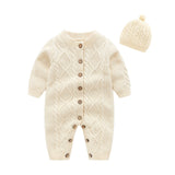 Pudcoco 2019 New 0-18M Kids Baby Boys Girls Warm Infant Romper Knit Solid Single Breasted Jumpsuit Clothes Sweater Outfit