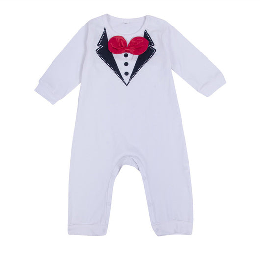 0-36months Cute Baby Boys Rompers Long Sleeve Bow Tie Baby Boys Jumpsuit Black White Gentleman Formal Newborn Clothes Playsuit