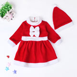 Christmas Children Santa Claus Cosplay Costume Baby Boys Long Sleeve Clothes Toddler Girls Bow Red Dress Winter Baby Girl Dress