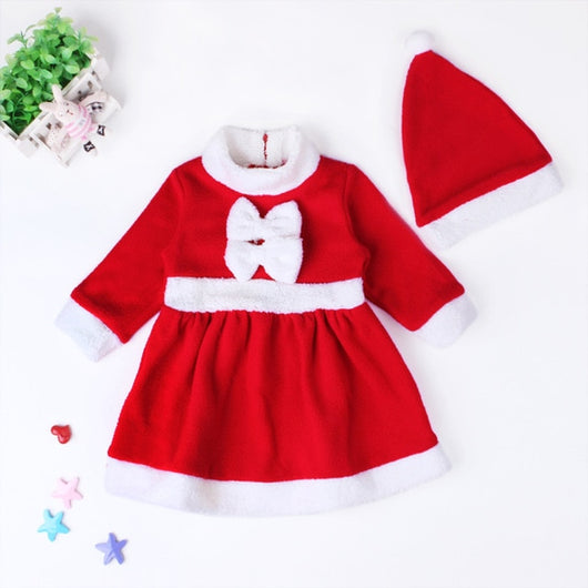 Christmas Children Santa Claus Cosplay Costume Baby Boys Long Sleeve Clothes Toddler Girls Bow Red Dress Winter Baby Girl Dress