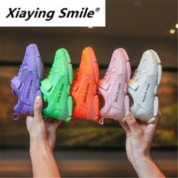 Xiaying Smile Fall 2019 New Kids' Sports Shoes Candy-colored Breathable Daddy Shoes Letter Running Shoes for Boys and Girls