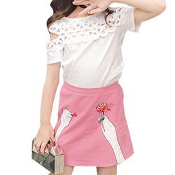 Girls 'clothing Girls' Sets Summer Children's clothing Girls Clothing Sets T-shirt+Skirt Children Suit kids' clothing