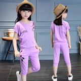 Girls' Summer Clothes 2019 New Kids' Suits Summer Sports Short Sleeves Girls Set