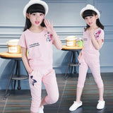 Girls' Summer Clothes 2019 New Kids' Suits Summer Sports Short Sleeves Girls Set