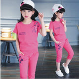 Girls' Summer Clothes 2019 New Kids' Suits Summer Sports Short Sleeves Girls Set