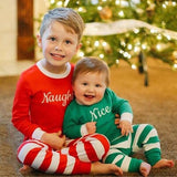 2018 Children's Christmas boys and girls long-sleeved striped two-piece home suits children's suit printing kids' clothing sets