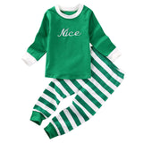 2018 Children's Christmas boys and girls long-sleeved striped two-piece home suits children's suit printing kids' clothing sets
