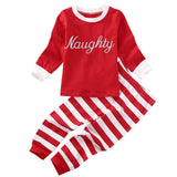 2018 Children's Christmas boys and girls long-sleeved striped two-piece home suits children's suit printing kids' clothing sets
