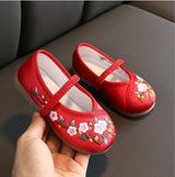 Chinese Embroidered Girls Cotton Flat Shoes Comfort Children Canvas Mary Jane Ballet Flats Kids' Embroidery Dance Shoes