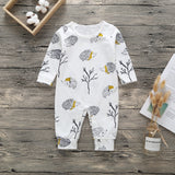 New Newborn Baby Clothes Boys Girls Romper Floral Dinosaur Car Printed Long Sleeve Cotton Romper Kids Jumpsuit Playsuit Outfits
