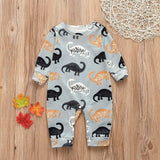 New Newborn Baby Clothes Boys Girls Romper Floral Dinosaur Car Printed Long Sleeve Cotton Romper Kids Jumpsuit Playsuit Outfits