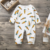New Newborn Baby Clothes Boys Girls Romper Floral Dinosaur Car Printed Long Sleeve Cotton Romper Kids Jumpsuit Playsuit Outfits