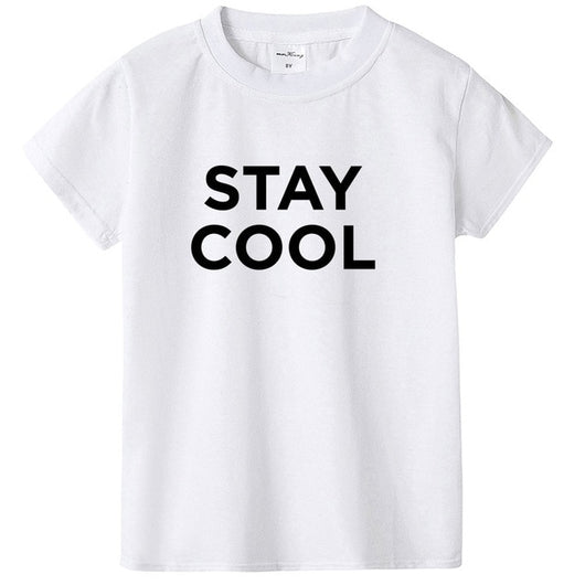 Stay Cool Kids Summer Short Sleeve T-shirt Kids' Tshirt Boys T Shirts Children Clothes Toddler Fashion Trend White Shirt Tops