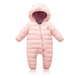 LOOZYKIT Baby Winter Thicken Jumpsuit Newborn Hooded Warm Rompers Infant Thermal Outerwear Clothes Boys Girls Solid Tracksuits