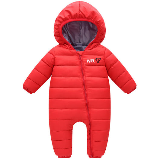 LOOZYKIT Baby Winter Thicken Jumpsuit Newborn Hooded Warm Rompers Infant Thermal Outerwear Clothes Boys Girls Solid Tracksuits