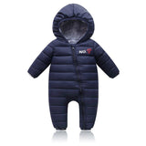 LOOZYKIT Baby Winter Thicken Jumpsuit Newborn Hooded Warm Rompers Infant Thermal Outerwear Clothes Boys Girls Solid Tracksuits