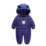 LOOZYKIT Baby Winter Thicken Jumpsuit Newborn Hooded Warm Rompers Infant Thermal Outerwear Clothes Boys Girls Solid Tracksuits