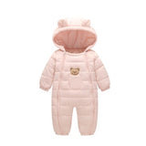 LOOZYKIT Baby Winter Thicken Jumpsuit Newborn Hooded Warm Rompers Infant Thermal Outerwear Clothes Boys Girls Solid Tracksuits