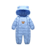 LOOZYKIT Baby Winter Thicken Jumpsuit Newborn Hooded Warm Rompers Infant Thermal Outerwear Clothes Boys Girls Solid Tracksuits