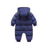LOOZYKIT Baby Winter Thicken Jumpsuit Newborn Hooded Warm Rompers Infant Thermal Outerwear Clothes Boys Girls Solid Tracksuits