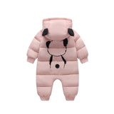 LOOZYKIT Baby Winter Thicken Jumpsuit Newborn Hooded Warm Rompers Infant Thermal Outerwear Clothes Boys Girls Solid Tracksuits