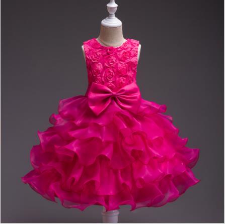 Flower Girl Dress Summer Clothes Baby Girl Layered Wedding Tutu Dresses Kids's Party Wear Costume For Girl Children Clothing