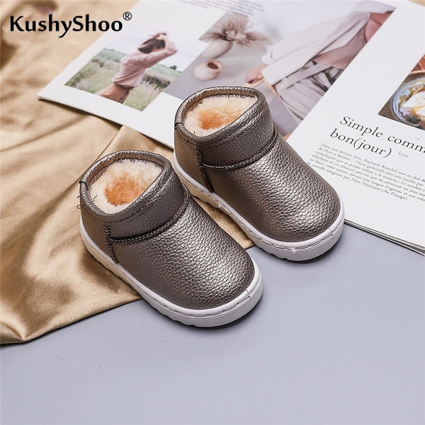 KushyShoo Winter Boots for Girls 2019 New Kids' PU Snow Boots Warm Cotton Shoes Toddler Snow Boots Children Warm