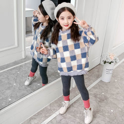Girls 2019 New Style Online Celebrity Fall And Winter Clothes Big Kid Fashionable Childrenswear Kids' Sweater Western Style Plai