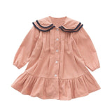 New Autumn 1-7T Baby Girl Dress Casual Fashion Lovely Toddler Girl Clothes Solid Color Long Sleeve Shirt Dress Kids' Clothing