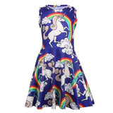 Cartoon Rainbow Pony Girl Dress A-line Dress Princess Party Dress More color Baby Girls Clothes sleeveless Kids' Clothes 4Y-8Y
