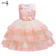 Girls Sleeveless Embroidered Dress New popular Kids' Clothes Christmas Dress European Style Princess Dress Pink and Red 2 Colors