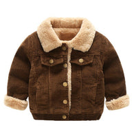 Kids' Overcoat Autumn And Winter Corduroy Cotton-padded Clothes BOY'S Girls Long Sleeve Rabbit Fur Fold-down Collar Brushed And