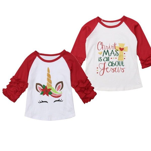 Fashion Cotton Infant Toddler Baby Girl Kids' Unicorn T-Shirt Winter Shirts Tops Clothes
