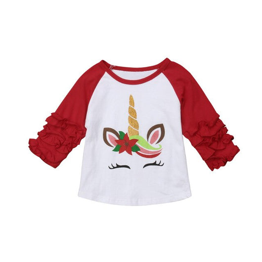 Fashion Cotton Infant Toddler Baby Girl Kids' Unicorn T-Shirt Winter Shirts Tops Clothes