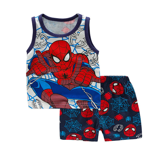 Kids' Waistcoat Shorts Two-Piece Set Baby Summer Ultrathin Breathable ICE Cotton Thin Baby Suit Boys' Clothes