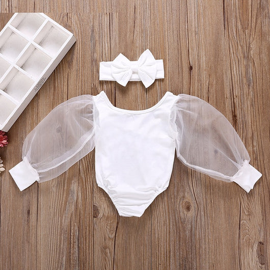 chifuna Free Shipping Mesh Elegant Solid New Babygirls Clothes Baby Costume Girls Baby Clothes Newborn Toddler Body Romper