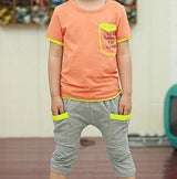 Children baby boys clothes set cotton leisure suit baby & kids' girls clothing set 2-7years kids summer shirt sets top+pant