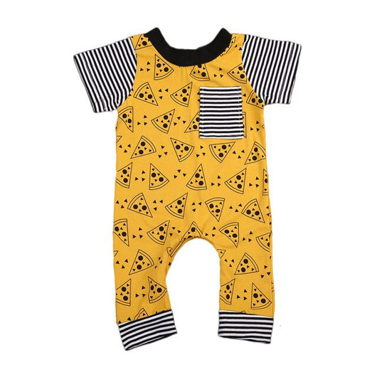 Short Sleeve Baby Boy Girls Cotton Romper Jumpsuit Pizza Printing Lovely Children Summer Outwear Clothes Cotton Outfits