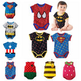2018 Summer Newborn Baby Girl Clothes Cartoon Baby Boy Rompers Spiderman Batman Unisex Baby Rompers Cartoon Animal Clothing Set