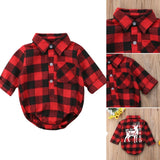 Pudcoco Baby Girls And Boys Unisex Clothes Christmas Plaid Rompers Newborn Baby 0-18 Monthes Fits One Piece Suit Cartoon Elk New