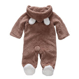 2019 New Winter Baby Clothes Flannel Baby Boy Clothes Cartoon Animal 3D Bear Ear Romper Jumpsuit Warm Newborn Infant Romper